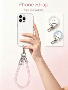 Macaron Color Pearlescent Elastic Phone Lanyard, Anti-Loss Elastic Wrist Strap, Universal Keychain Bag Pendant, Portable Decorative Chain, DIY Compatible With Dolls, Suitable For Phone/Bag/Cup/Key - Pearlescent Style - View 5