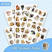 100pcs Cute Guinea Pig Cartoon Doodle Stickers, Waterproof Self-Adhesive No Residue, Suitable For Decorating Water Cups, Cars And Luggage, Random Style Random Packaging - Multicolor - View 7