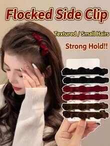 3pcs/6pcs/Set Flocked Side Hair Clips Double Layer Hair Clips Hair Styling Tools Hair Clips High Crown Hair Accessories Random Color - Multicolor - View 1