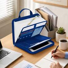 Sapphire Blue Silicone Fiberglass File Storage Bag With Handles, Zippered Portable Document Organizer For Home Office School - Sapphire Blue - View 2