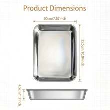 Stainless Steel Rectangular Rice Noodle Tray, Home Kitchen Steaming Dish, Easy To Clean, Buffet Serving Tray, Food Prep Plate - New Square Tray - No Lid - View 10