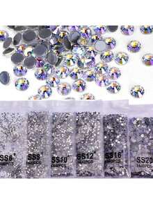 1440pcs Moonlight Color Crystal Hot-Fix Rhinestones, Flat Back Hot-Fix Rhinestones Sequins, Embroidery Clothing Nail Art Decoration Rhinestones - Multicolor - View 3