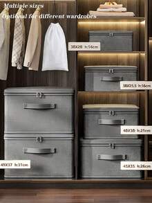 Foldable Storage Box With Lid Large Capacity Clothing Storage Bag For Bedding Textiles Moving Storage Basket Clothes Storage Container Underbed Closet Organizer Wardrobe Bedroom Dorm Home Decor Room Essentials Accessories Back To School Supplies - Grey - View 12