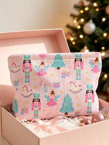 New Pink Nutcracker Print Makeup Bag | French Print Travel Organizer Bag | Travel Essentials | Poolside Must-Have | Toiletry Bag | Pool Storage Bag | Mother's Day Gift | Teacher's Day Gift | Suitable For Moms, Teachers, Friends And Nurses | Home Essentials | Graduation Gift | Easy To Clean Design | Portable Makeup Bag - Multicolor - View 7