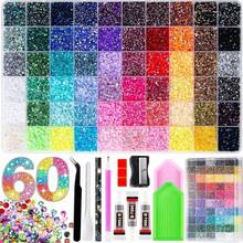 Set Rhinestone 48.000pcs 24/60 Warna Rhinestone Resin Jelly, Permata Datar Berwarna-warni untuk Lukisan Berlian, Termasuk 4 Botol Lem Perhiasan B7000 10ml dan Peralatan - Hadiah Natal dan Ulang Tahun untuk Wanita, Set Rhinestone Dekorasi Ruangan - 4 mm - View 15