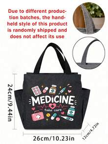 Medicine Print Portable Tote Bag, Multi-Pocket Large Capacity Medication Storage Bag, Dual-Side Pocket Handbag Travel Organizer, Multi-Function Portable Work Travel And Cosmetic Bag, Suitable For Medical And Office Staff, Daily Use, Halloween Birthday Christmas Gift - Multicolor - View 10