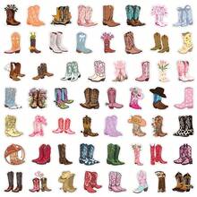 55PCS Cowboy Boots Stickers, Multicolor Pattern Stickers, Beautiful Stickers, Bottles, Decorative Paper, Scrapbooking, Diary, Laptop, Bumper, Skateboard, Water Bottle, Computer, Phone Greeting Cards, Photo Albums, Furniture, Stickers - Cowboy Boots - View 3