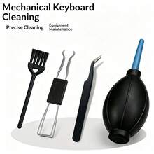 qialeduo Mechanical Keyboard Cleaning Kit Keycap Puller Air Duster Brush Anti-Static Tweezers Keyboard Maintenance Tool Set - View 1