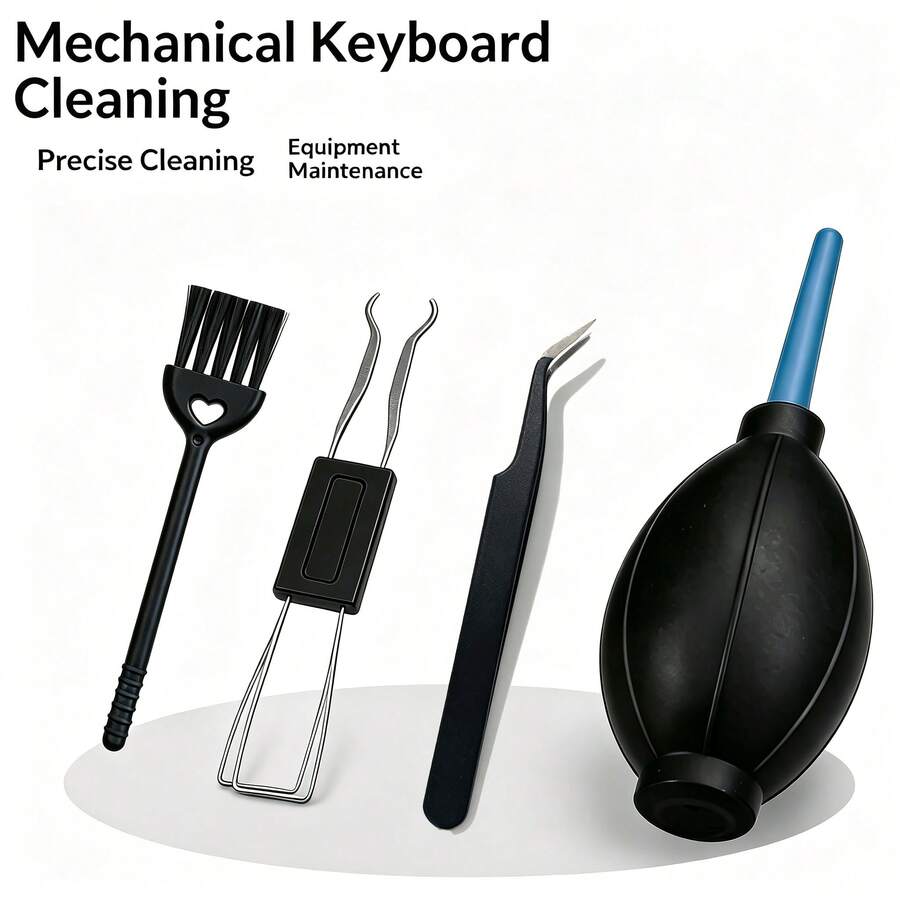 qialeduo Mechanical Keyboard Cleaning Kit Keycap Puller Air Duster Brush Anti-Static Tweezers Keyboard Maintenance Tool Set - View 1