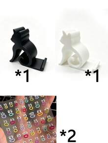 1/2pcs Cute Cat Shaped Phone Stand, Creative Animal Shape Desktop Phone Holder, Universal Non‑Slip Portable Smartphone Tablet Stand, Decorative Cell Phone Mount For Desk Office Bedroom Home, Ideal Gift For Cat Lovers - Multicolor - View 11