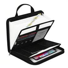 Black Silicone Fiberglass File Storage Bag With Handles, Zippered Portable Document Organizer For Home Office School - Black - View 2