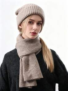 1pc Cuffed Knit Beanie Hat, Minimalist Solid Color Loose Fit, Unisex Warm Ear Protection Knitted Cap For Autumn/Winter - Fluorescent Wool Hat - View 39