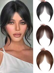 3D 8-Shaped Bangs Hair Piece For Women, Top Hair Extension For Volume And Fluffiness, Seamless Forehead Contour, French Style Natural-Looking Synthetic Bangs - Multicolor - View 1