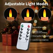 Realistic Wax-Like Flameless Taper Candles With Remote Timer, LED Flickering Candle Holders, Battery Operated Candles With Base, 9.8 Inch, Home Christmas Wedding Celebration Decor, White/Ivory, 6pcs/12pcs - Taper Candle - View 6