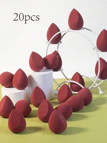 10pcs/20pcs Dual-Use Dry & Wet Makeup Sponges, Multi-Color Latex-Free Reusable Washable , Soft Flawless Makeup Applicator For Powder, Liquid, Makeup Design, Travel Essential - Burgundy - View 2