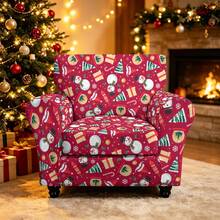 1pc Christmas Print Elastic 5-Piece Chair Cover Dust-Proof Living Room Bedroom Sofa Cover All-Season Universal Removable Washable - Multicolor - View 25
