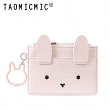 Women Cartoon Rabbit PU Small Wallet, Portable Multi Card Slots Card Holder, Zipper Coin Pocket With Rabbit Shaped Keychain Lightweight Mini Purse - Multicolor - View 14