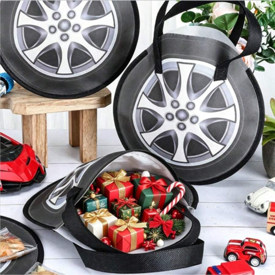 20/10/5/2 Paket Tas Tote Non-Woven Desain Hub Setir Balap, Kokoh dan Dapat Digunakan Kembali, Untuk Pesta Ulang Tahun, Kemasan Hadiah Permen dan Tas Snack, Perlengkapan Pesta Tema Sepeda Motor, Bahan Ringan - A - View 1