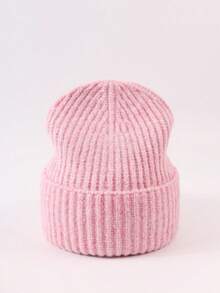 3pcs Ribbed Knit Beanie Hat Set, Minimalist Solid Color Loose Fit Warm Ear Protection Hats For Men & Women, Autumn/Winter - 3pcs - View 48