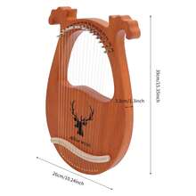RainWeel Harfe 16 Metallsaiten Mahagoni Harp mit Stimmschlüssel Vintage Instrument Leier Harfe Mahagoni Korpus Runder Rand Angenehmer Klang+Stimmschlüssel Saiten - Braun - Übersicht 2