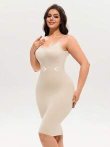 Women's Seamless Bodycon Dress, Tummy Control Slimming Tight Mini Dress, Sleeveless Shaping Slip Dress, Suitable For Daily Wear - Apricot - View 5