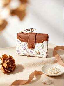 Short Wallet With Bow Pendant,Two Fold Buckle Wallet,Zippered Coin Purse,Perfect For Daily Storage And Can Also Be Given As A Gift To Friends - Multicolor - View 1