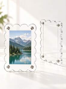 Acrylic Magnetic Refrigerator Photo Frames, Clear Wavy Edge Acrylic Photo Frames, Suitable For Mini And Wallet Size Photos, Clear Refrigerator Magnet Photo Display Stand, Wallet Size Photo Frames, Refrigerator Decoration - Multiple Styles - View 4