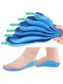 1 Pair Multi-Size Arch Support Full-Length Insoles, Shock-Absorbing, Sweat-Wicking, Anti-Torsion, Soft & Bouncy Foot Protection Pads For Outdoor - Blue - View 5
