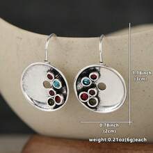 Women's Luxury Handmade Artistic Earrings, Exquisite Round Pendant, High-End Versatile Accessory, Ideal Gift For Commuting, Dating And Vacation - Silver - View 4