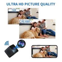 1 buah Kamera WiFi Mini 1080P HD Kamera Keamanan Rumah, Penglihatan Malam Inframerah Sudut Lebar 150°, Peringatan Deteksi Gerakan, Tampilan Jarak Jauh Melalui Aplikasi Ponsel, Dilengkapi Kartu SD 32GB untuk Perekaman Berulang Kamera Pengawasan untuk Dalam Ruangan, Kantor, dan Monitor Hewan Peliharaan, Baterai 450mAh - Hitam - View 5