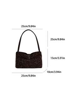 Fashion Leopard Print Autumn/Winter Versatile Shoulder Bag, Suede Pleated Underarm Bag, Suitable For University, Commuting, Shopping, Street Shopping, Daily Use (No Pendant) 43 - Coffee - View 3