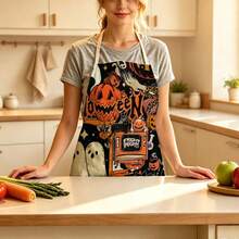 1 buah Celemek Halloween Vintage Motif Hantu & - Desain Tanpa Lengan, Tahan Lama dan Nyaman, Dicetak dengan Pola Kolase Hantu, Kerangka, dan , Cocok untuk Memasak, Memanggang, dan Membersihkan Rumah, Celemek Pekerjaan Rumah Tangga, Celemek Berkebun, Hadiah Liburan Halloween yang Menyenangkan - MultiWarna - View 7