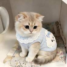 1PC Blue Pet Dog/Cat Tank Top Lightweight And Fashionable Spring And Autumn Sleeveless Tank Top Suitable For Teddy Poodle And Other Small And Medium Sized Pet Clothes - Blue - View 14