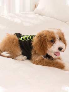 LUCKIE PAW 1pc Halloween Skeleton Print Funny Pattern Pet Vest Suitable For Small & Large Dogs Cats Indoor Outdoor - Black - View 6