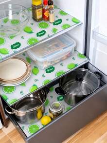 4pcs Reusable Thickened Refrigerator Mats - Lemon Pattern, Drawer Liners, Moisture-Proof Mats, Suitable For Refrigerator And Kitchen Decor, Kitchen Essentials/Tools/Supplies/Accessories, Halloween, Christmas, Kitchen Accessories - View 10