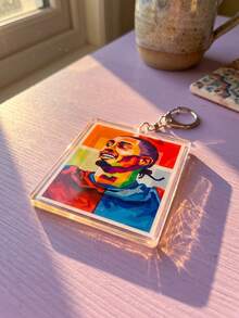 1Pc/4Pcs Raphinha Themed Acrylic Keychains, Featuring Celebration Action Illustration, Photo Frame, Jersey Back View Group Photo And Colorful Pop Art Portrait Design, Fashion Bag Charm, Suitable For: Back To School, Gift For Football Fans, Exquisite Collection, All Season Wear. - Multicolor - View 7