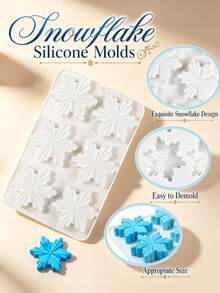 2pcs Snowflake Silicone Mold, 12-Cavity Snowflake Soap Mold, Chocolate Mold, Snowflake Ice Cube Mold, Christmas Party DIY Chocolate Candy Muffin Candle Mold - White - View 5