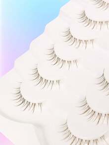 7 Pairs Brown False Eyelashes, C Curl, Cartoon Short Lashes, Natural Fashion, Soft & Comfortable, Suitable For Holidays, Parties And Various Occasions, Beginner Friendly, 3-10mm - Brown - View 8