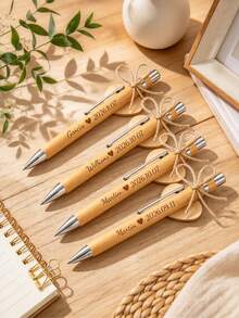 Personalized Wooden Ballpoint Pen With Heart-Shaped Bookmark Set, Customizable Engraving, Graduation Gift, Suitable For Graduates And Book Lovers - Sets - View 2