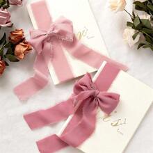 3 Rolls 3 Colors Premium Handmade Chiffon Ribbon With Edging, Suitable For Wedding Invitations, Mother's Day, Bridal Bouquets, Gift Wrapping, DIY Crafts - A - View 9
