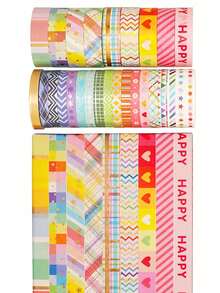 27 Rolls Rainbow Washi Tape Set, Metallic Foil & Patterned Decorative Tapes For Journals, Planners, DIY Arts, Crafts, Scrapbooking, Gift Wrapping, Back To School Essential - Multicolor - View 20