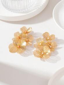 1pc Vintage Elegant Faux Pearl Flower Brooch, Suitable For Women To Wear On Formal Occasions And Festivals - Yellow Gold - View 7