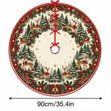 1pc Snowman Red Bird Pine Branch Pattern Christmas Tree Skirt, Elegant Color Holiday Decor, 5 Sizes, Unisex Holiday Gift, Suitable For Home And Party Christmas Home Decoration - Snowman Red Bird Pine Branch - View 15