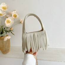 Children's Suede Tassel Handbag, Girls' Vintage Chain Crossbody Small Bag, Baby Stylish Handheld Coin Purse, Suitable For Daily Use - A - View 13