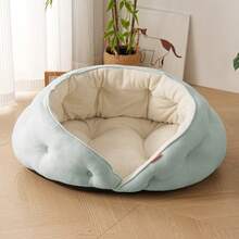 Soft Plush Dumpling Shaped Pet Dog Bed - Semi-Enclosed & Comfortable Pet Nest Suitable For Small Dogs/Cats, All-Season Use, Anti-Anxiety Comfort - Multicolor - View 12