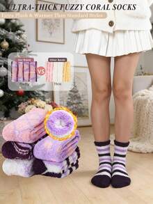 4/8/10pcs Plush Socks Comfortable Soft Fluffy Cute Animal Slippers Socks Warm Sleeping Socks Christmas Gift For Women, 1 Pair - Multicolor - View 4