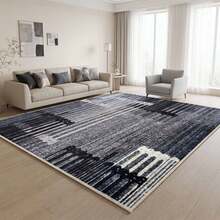 Washable Modern Minimalist Patterned Area Rug – Scandinavian Geometric Design, Contemporary Washable Carpet For Living Room, Bedroom & Home Decor - Coffee Brown - View 1