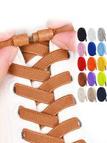 COSYLEE 1 Pair Letter Buckle Elastic Shoelaces, No-Tie Lockable Flat Shoelaces, 0.8cm Wide - 1 Pair - Shoelaces - View 2