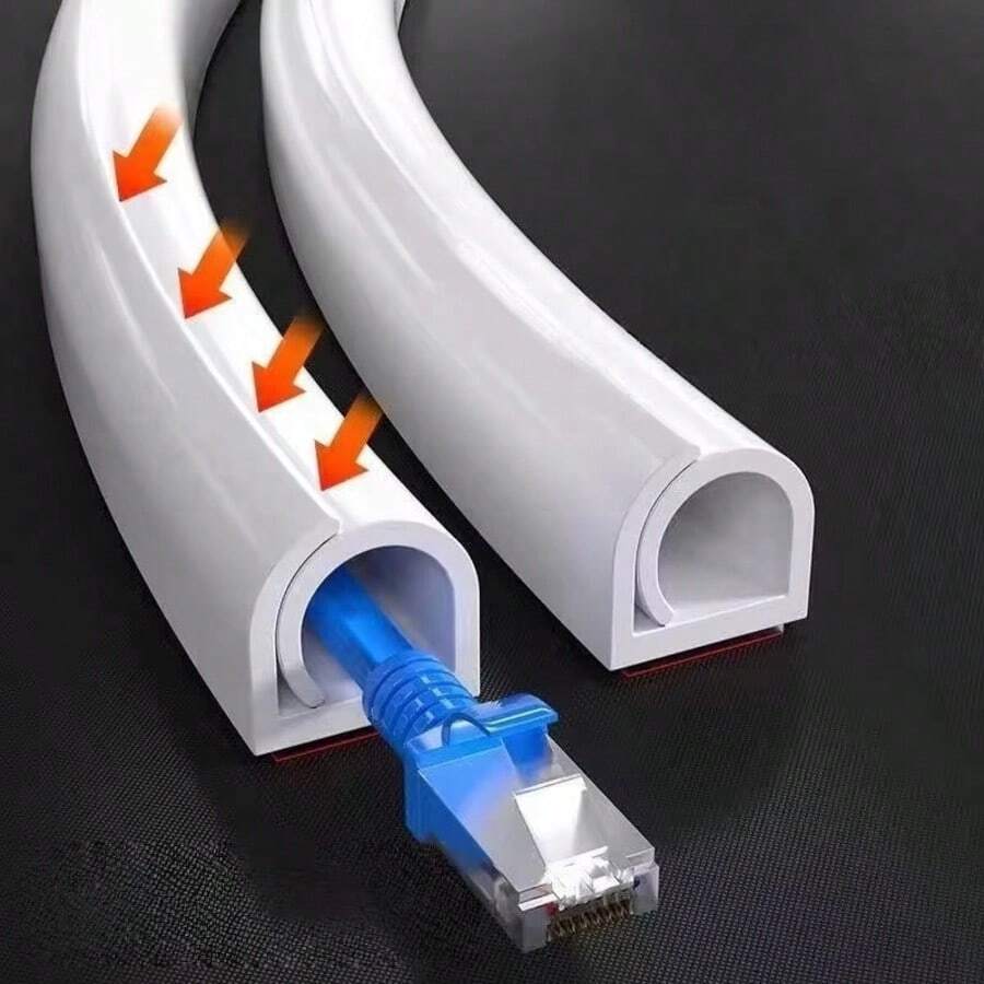 1pc 1/2/3/5/10m PVC Cable Trunking, Self-Adhesive Cable Organizer, Half Round Wire Cover, Suitable For Home Office Wall And Floor - Multicolor - View 1
