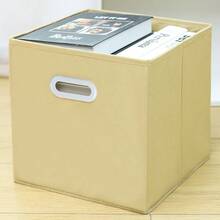 1pc Fabric Cube Storage Basket, Foldable Square Fabric Storage Organizer Box, Hollow Handle, Foldable Storage Box, Suitable For Wardrobe Shelves, Bedroom, Home Storage And Organization - View 6